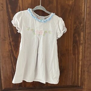 Jelly Beans White Dress with Pastel Polka Dots and Light Blue Ruffle